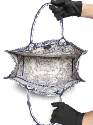 Dior Blue Canvas Embroidered Large Dioriviera Toile De Jouy Book Tote