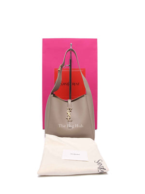 Saint Laurent Dusty Grey Smooth Calfskin Le 5 A 7 Supple Hobo Small Bag