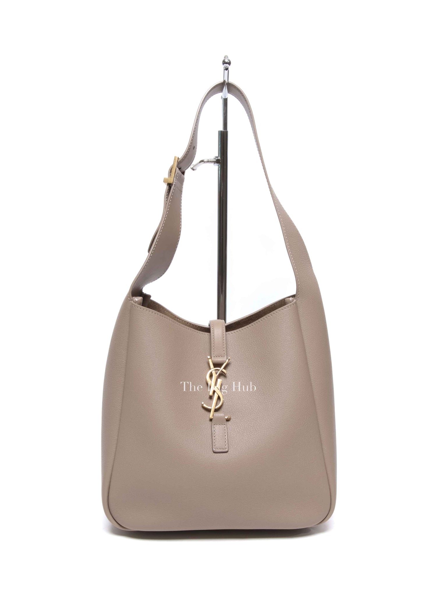 Saint Laurent Dusty Grey Smooth Calfskin Le 5 A 7 Supple Hobo Small Bag