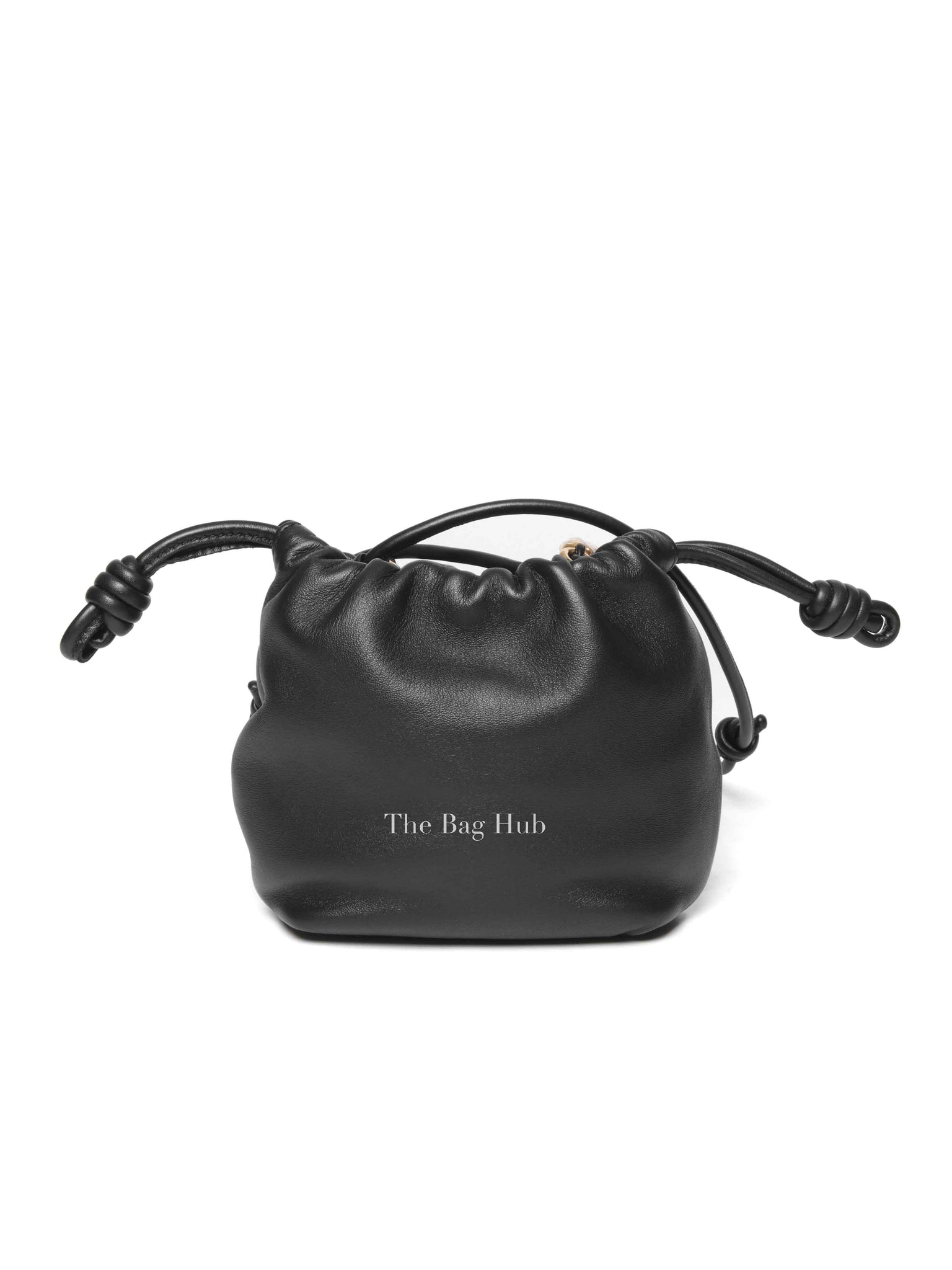 Loewe Mellow Black Nappa Donut Chain Mini Flamenco Knot Clutch Bag
