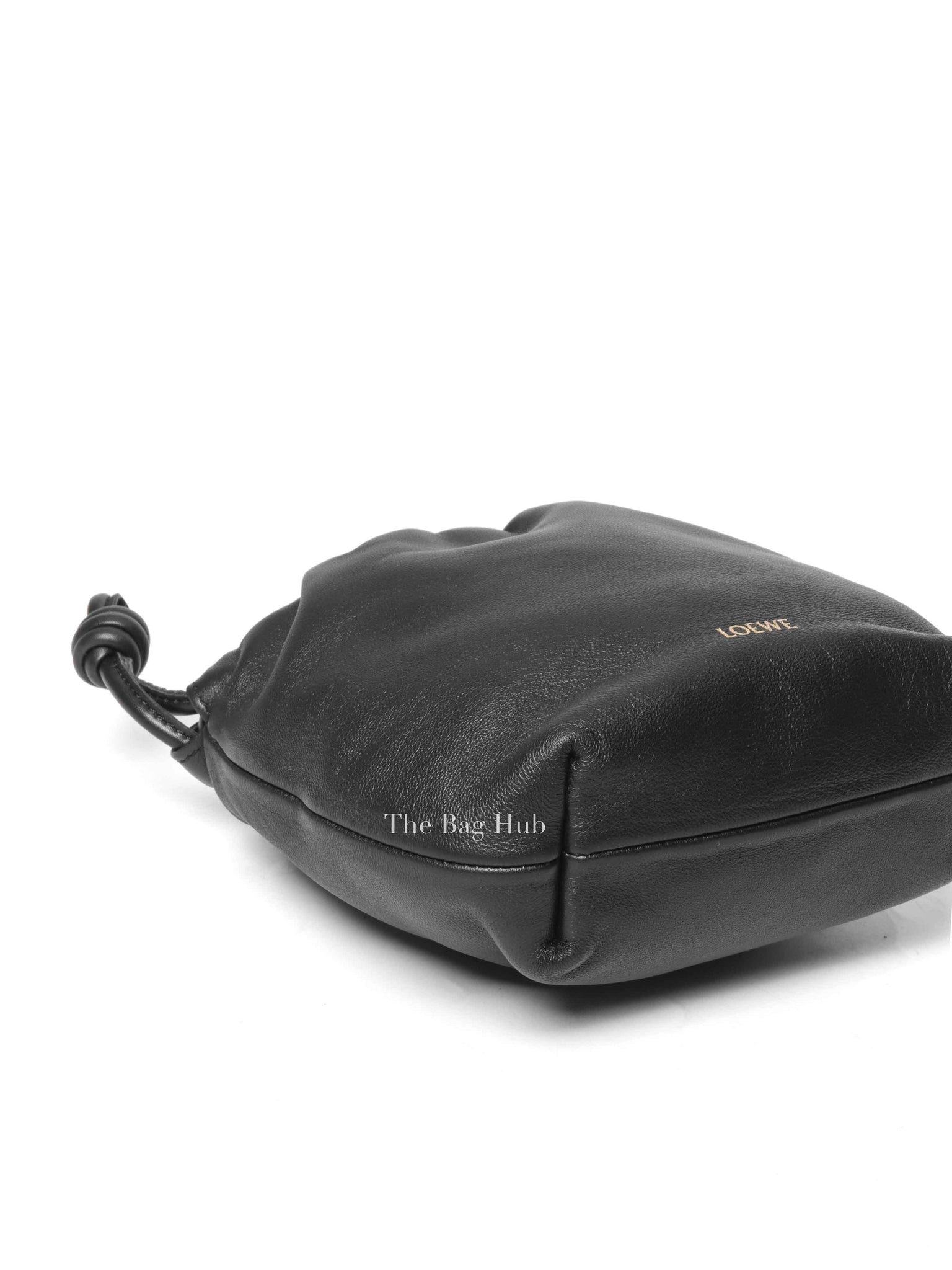 Loewe Mellow Black Nappa Donut Chain Mini Flamenco Knot Clutch Bag