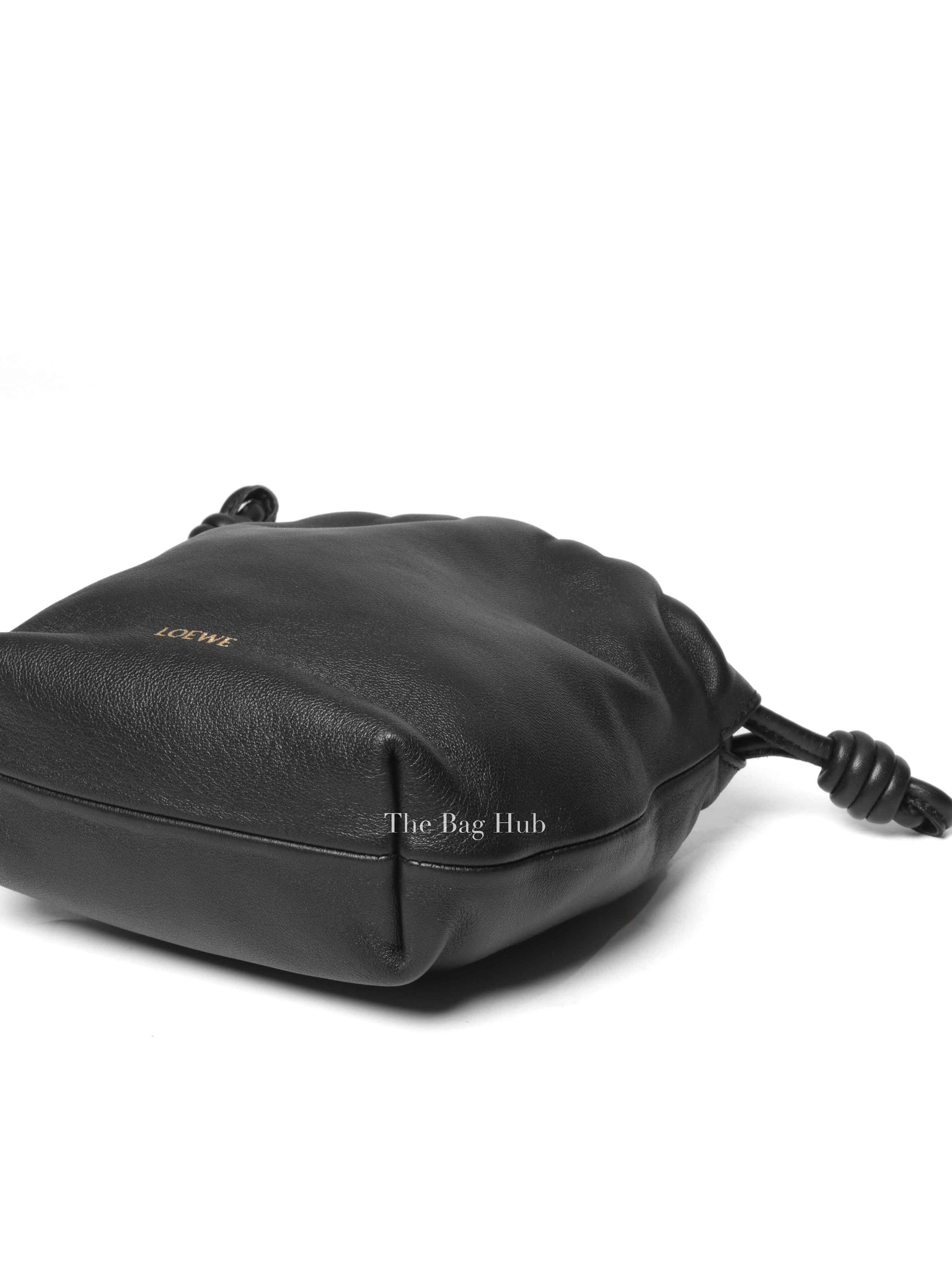 Loewe Mellow Black Nappa Donut Chain Mini Flamenco Knot Clutch Bag
