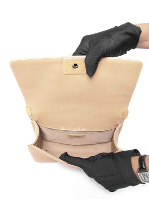 Chanel Light Brown Caviar Leather Le Boy Quilted Old Medium Flap Bag