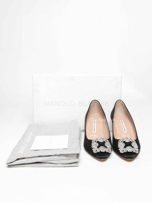 Manolo Blahnik Black Satin Hangisi 50mm Pumps Size 36