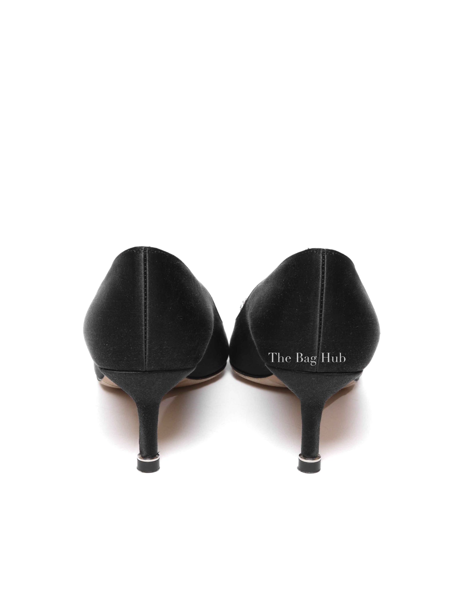 Manolo Blahnik Black Satin Hangisi 50mm Pumps Size 36