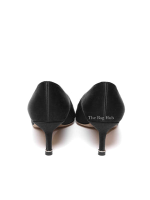 Manolo Blahnik Black Satin Hangisi 50mm Pumps Size 36