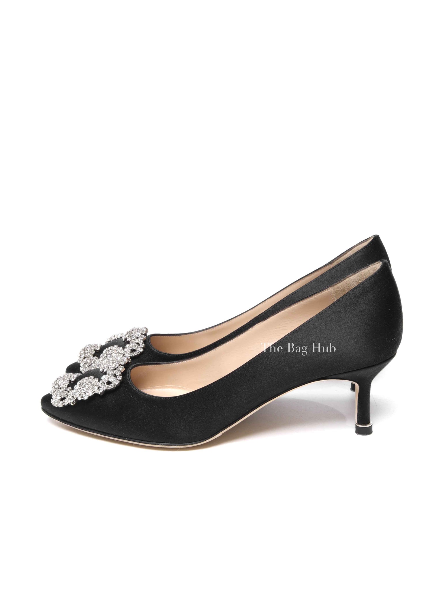 Manolo Blahnik Black Satin Hangisi 50mm Pumps Size 36