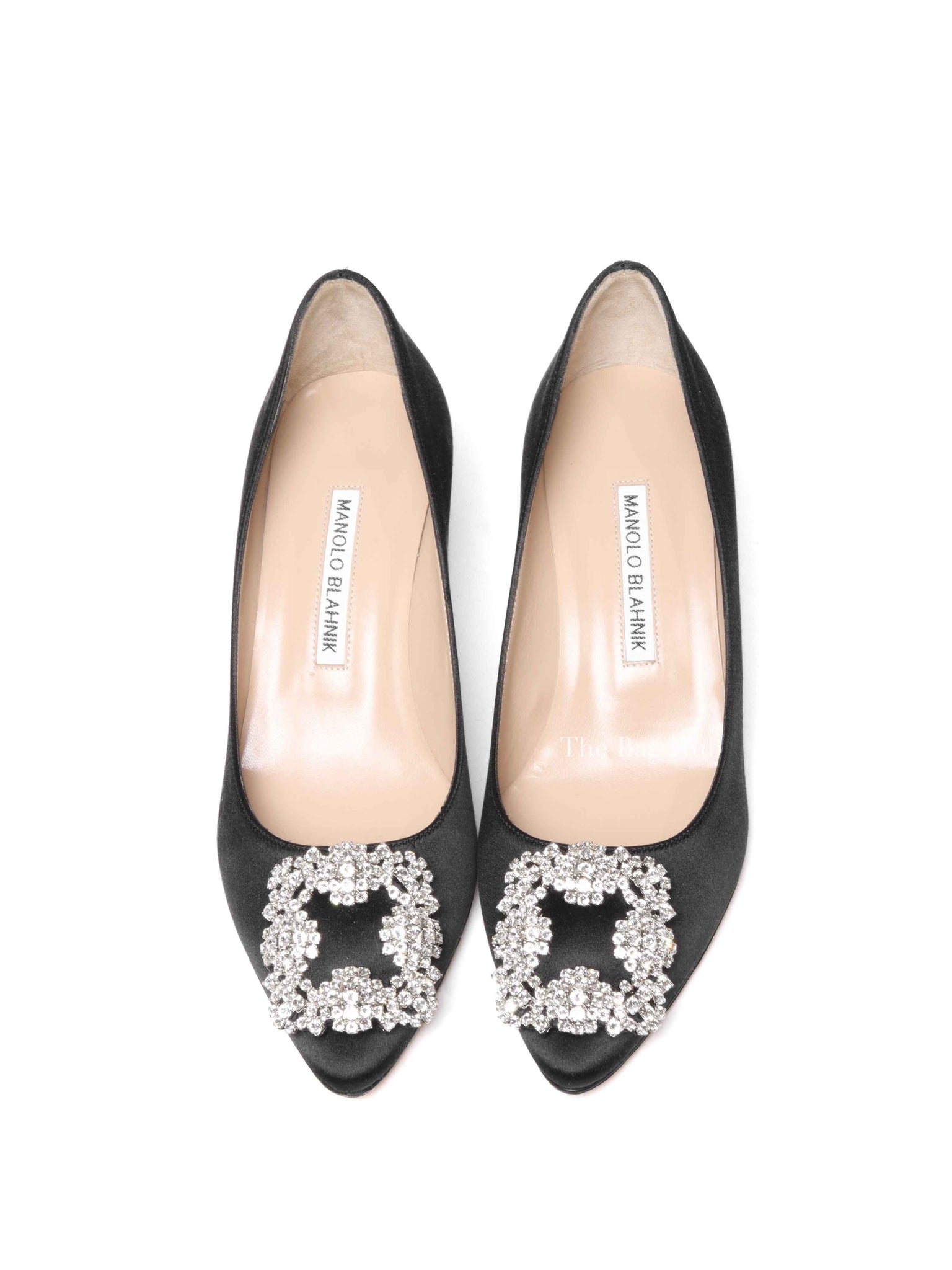 Manolo Blahnik Black Satin Hangisi 50mm Pumps Size 36