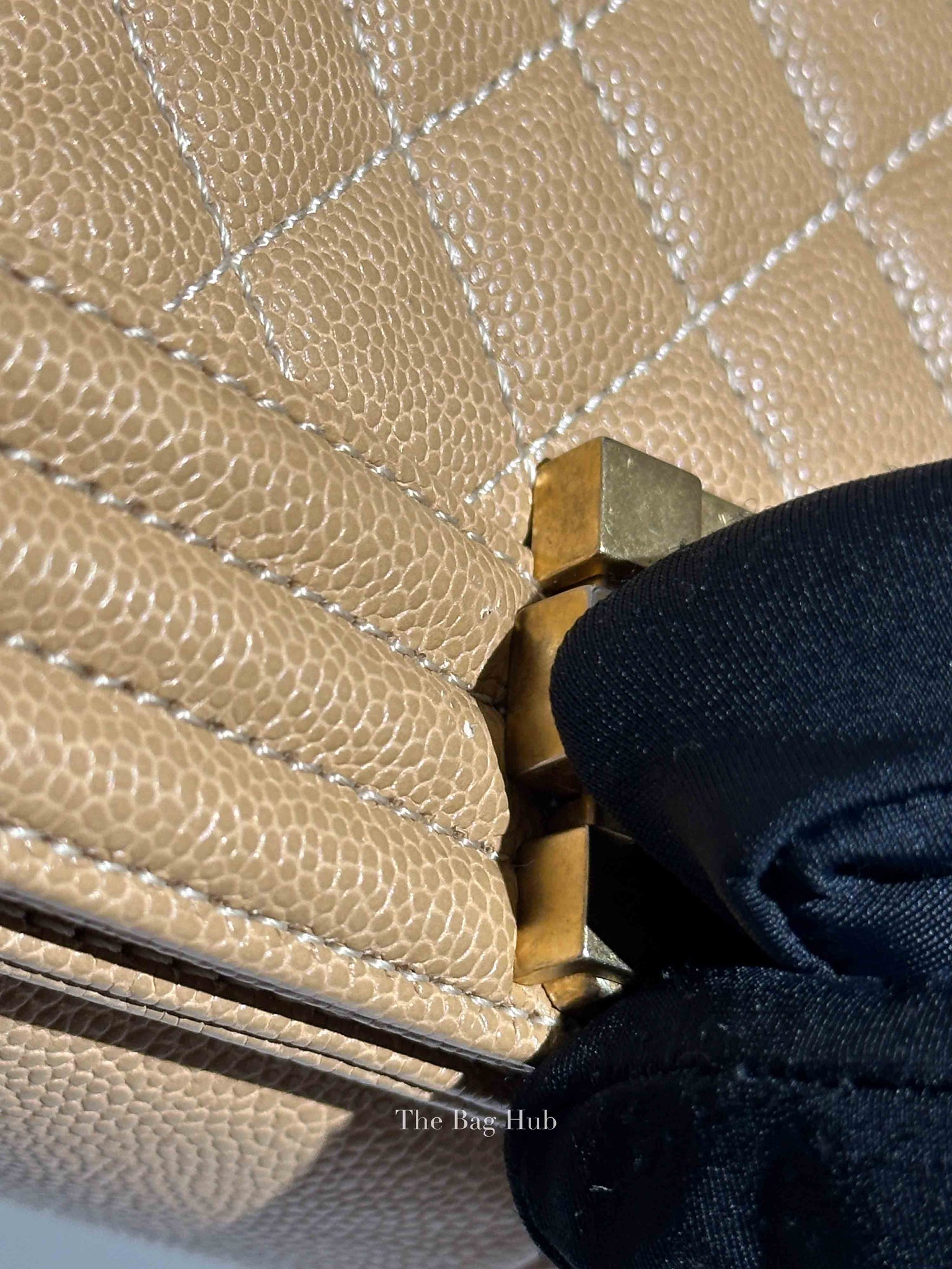 Chanel Light Brown Caviar Leather Le Boy Quilted Old Medium Flap Bag