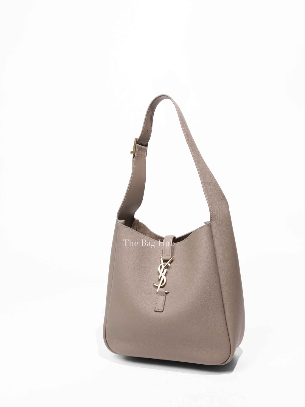 Saint Laurent Dusty Grey Smooth Calfskin Le 5 A 7 Supple Hobo Small Bag
