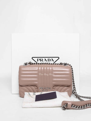 Prada Cipria Soft Calfskin Impunture Diagramme Medium Chain Flap Shoulder Bag