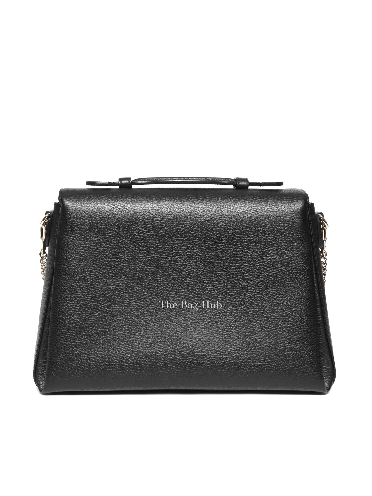 Gucci Black Calfskin Medium Dollar Interlocking G Top Handle Shoulder Bag