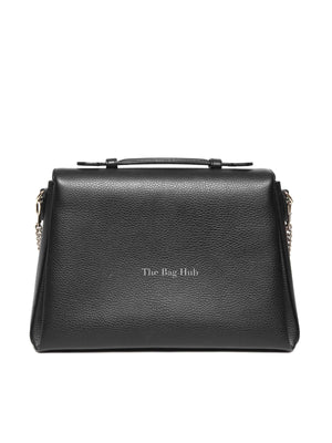 Gucci Black Calfskin Medium Dollar Interlocking G Top Handle Shoulder Bag