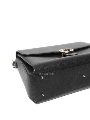 Gucci Black Calfskin Medium Dollar Interlocking G Top Handle Shoulder Bag
