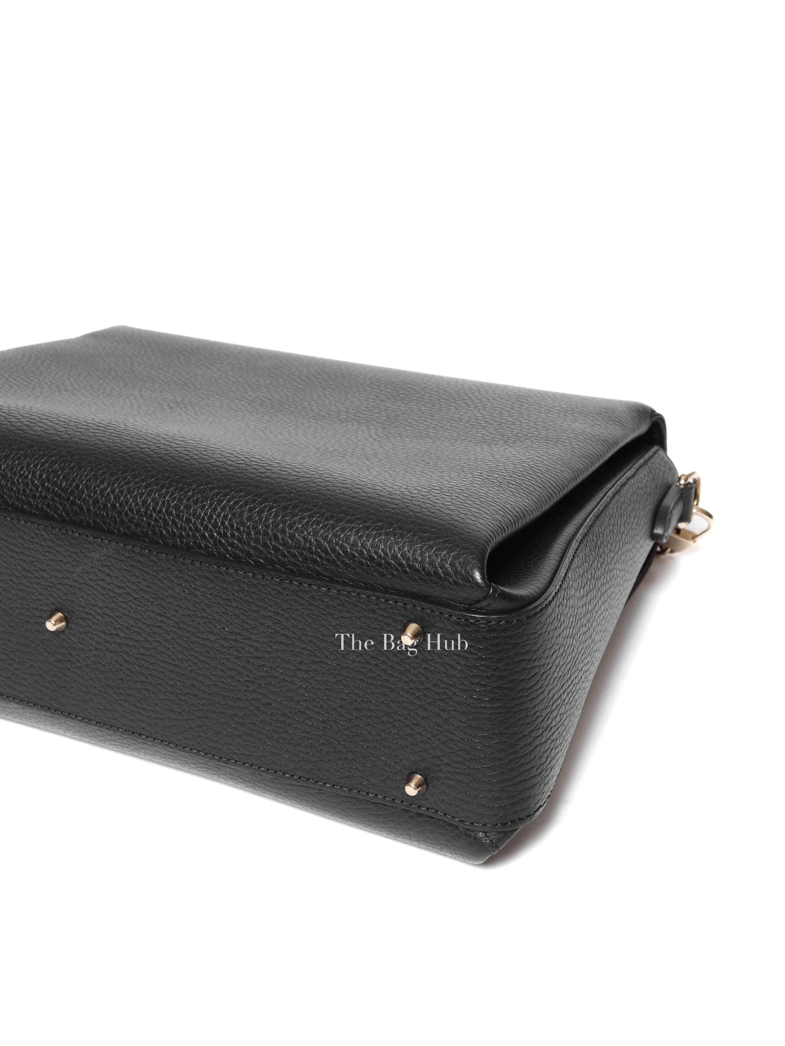 Gucci Black Calfskin Medium Dollar Interlocking G Top Handle Shoulder Bag