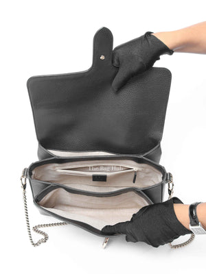 Gucci Black Calfskin Medium Dollar Interlocking G Top Handle Shoulder Bag
