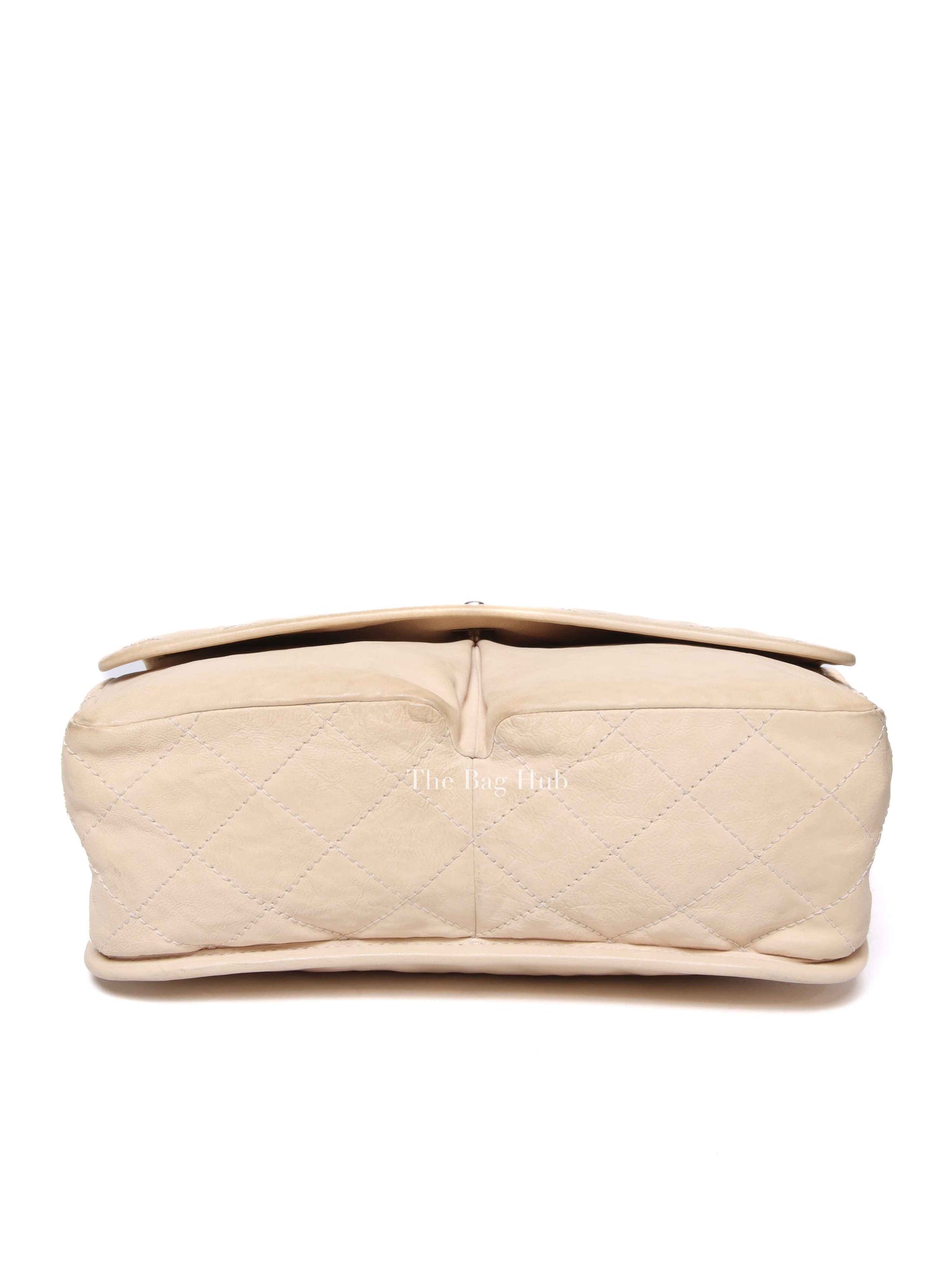 Chanel Light Beige Nubuck Leather Split Pocket Flap Bag