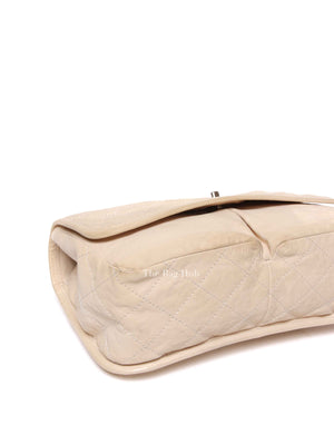 Chanel Light Beige Nubuck Leather Split Pocket Flap Bag