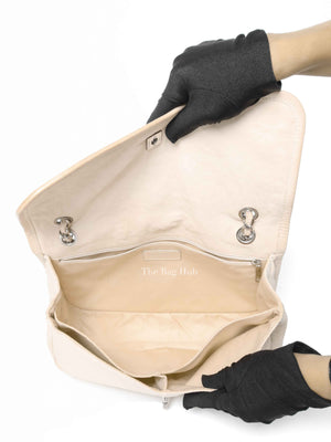 Chanel Light Beige Nubuck Leather Split Pocket Flap Bag