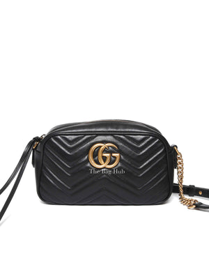 Gucci Black Leather GG Marmont Small Camera Bag