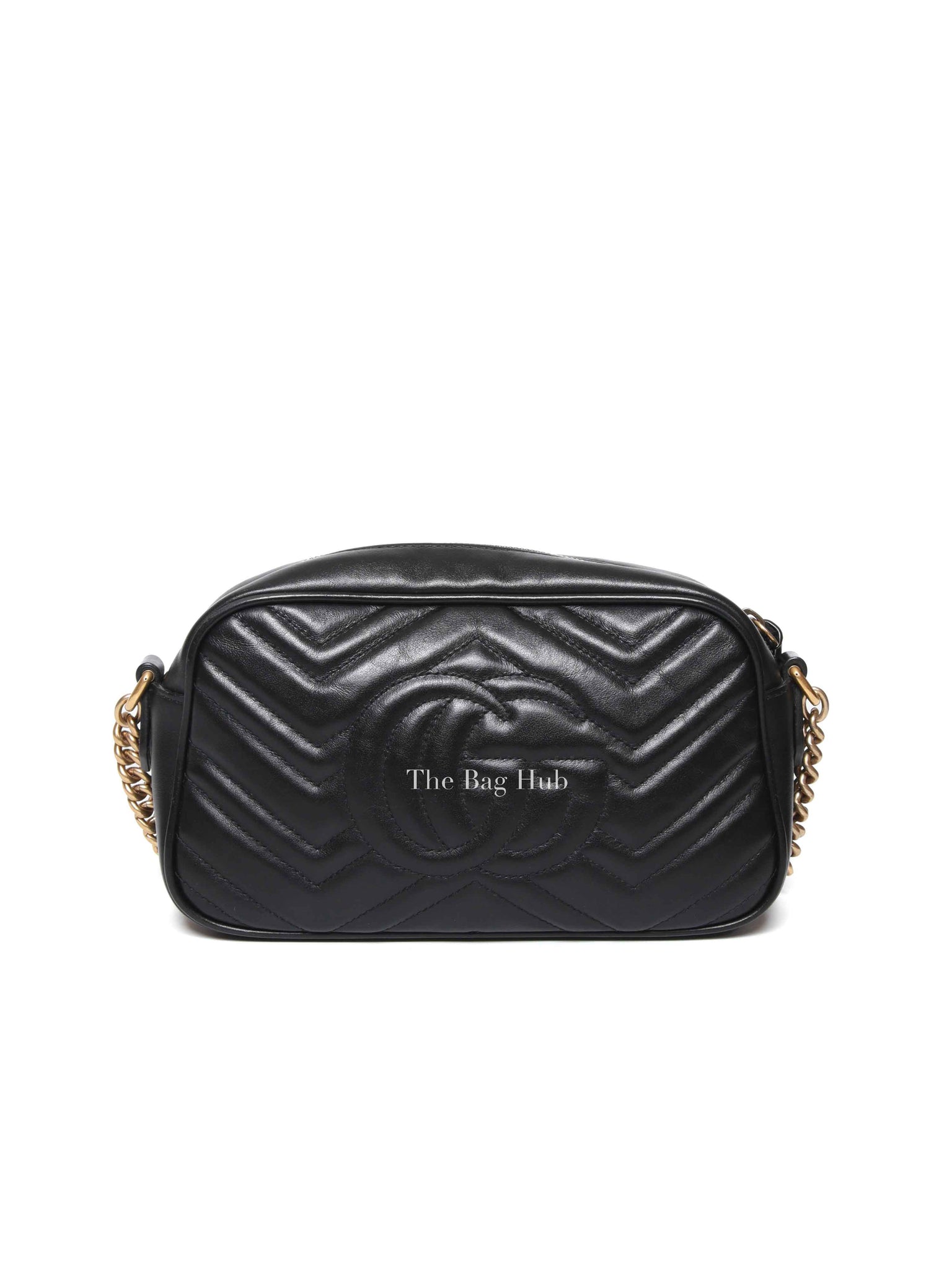 Gucci Black Leather GG Marmont Small Camera Bag