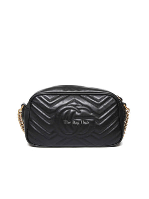 Gucci Black Leather GG Marmont Small Camera Bag