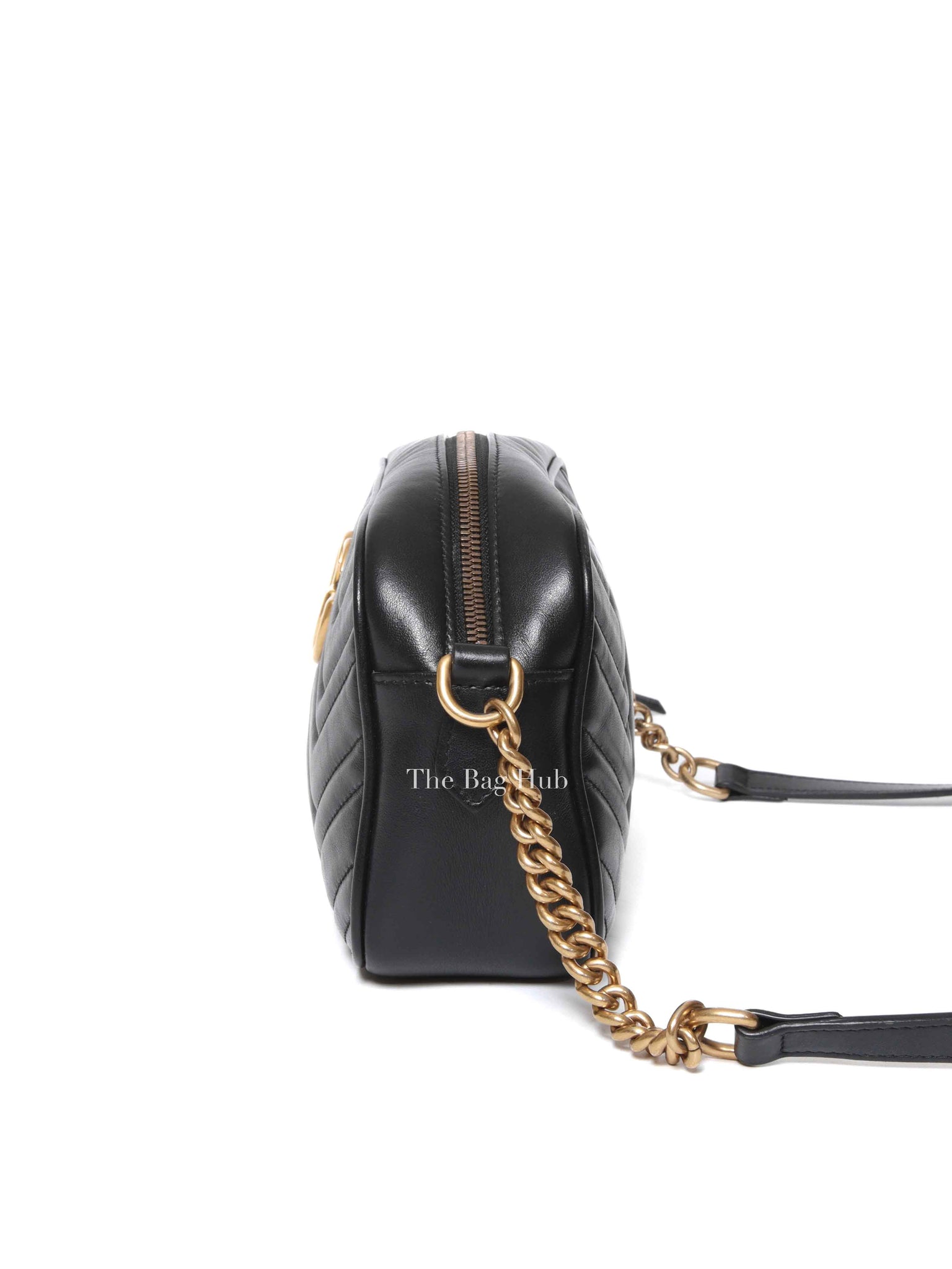 Gucci Black Leather GG Marmont Small Camera Bag