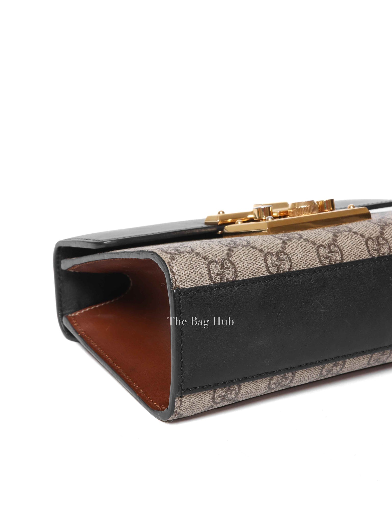 Gucci Beige/Black GG Supreme Monogram Calfskin Small Padlock Shoulder Bag
