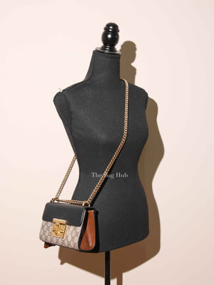 Gucci Beige/Black GG Supreme Monogram Calfskin Small Padlock Shoulder Bag