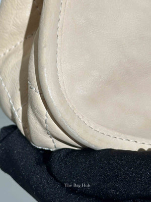 Chanel Light Beige Nubuck Leather Split Pocket Flap Bag