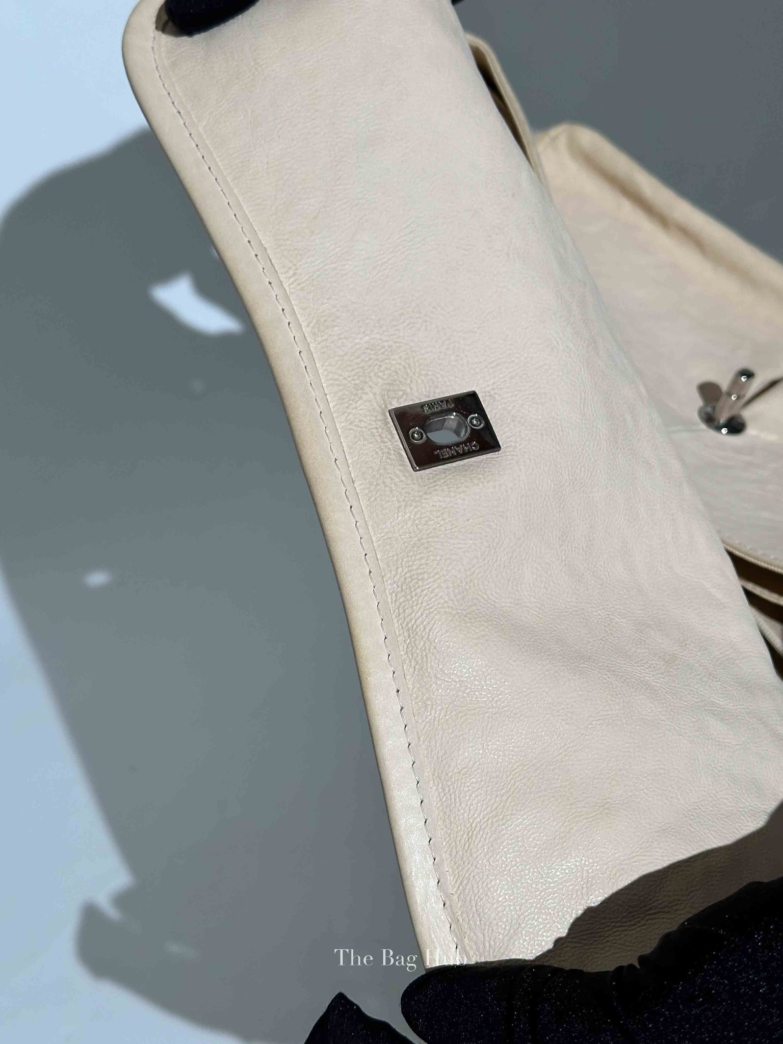 Chanel Light Beige Nubuck Leather Split Pocket Flap Bag
