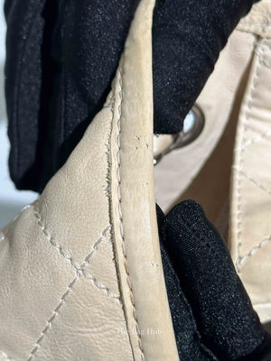 Chanel Light Beige Nubuck Leather Split Pocket Flap Bag