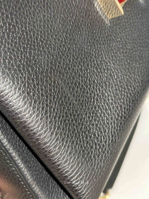 Gucci Black Calfskin Medium Dollar Interlocking G Top Handle Shoulder Bag