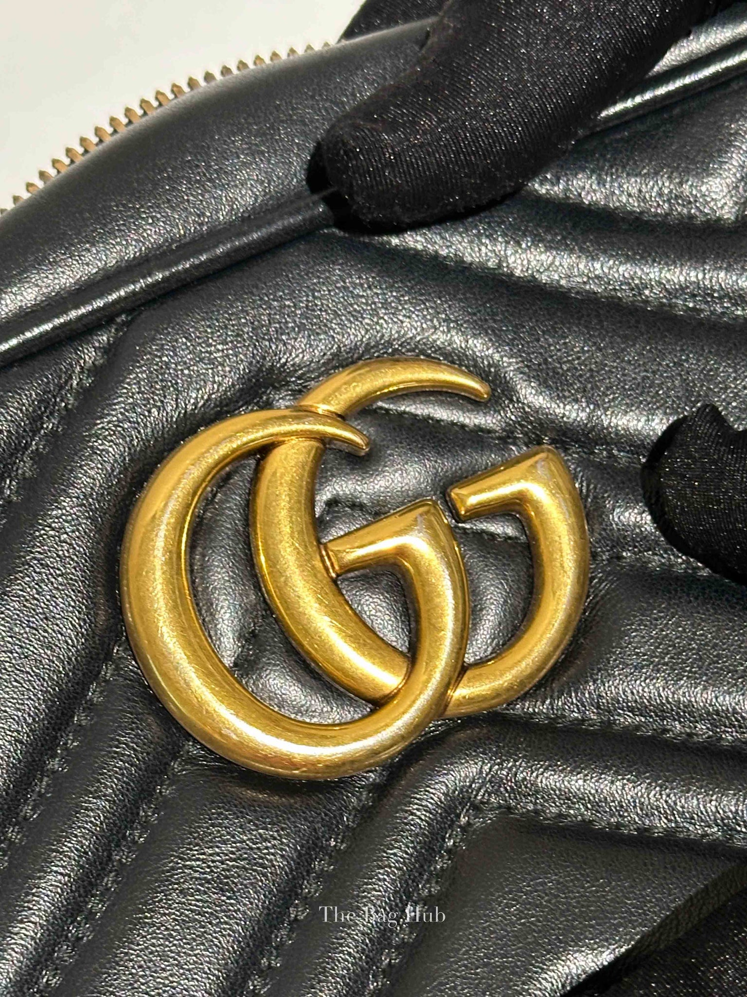 Gucci Black Leather GG Marmont Small Camera Bag