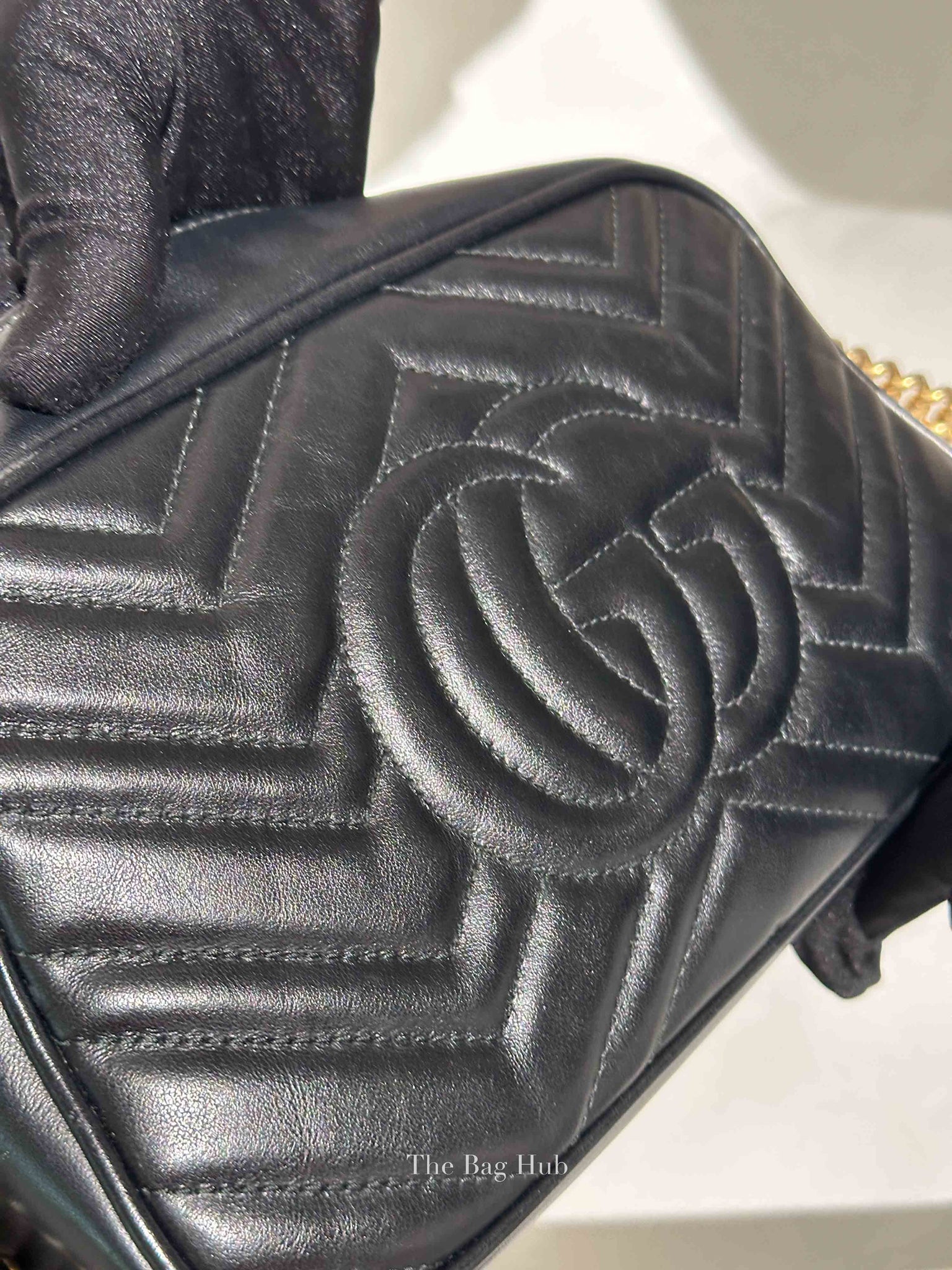 Gucci Black Leather GG Marmont Small Camera Bag