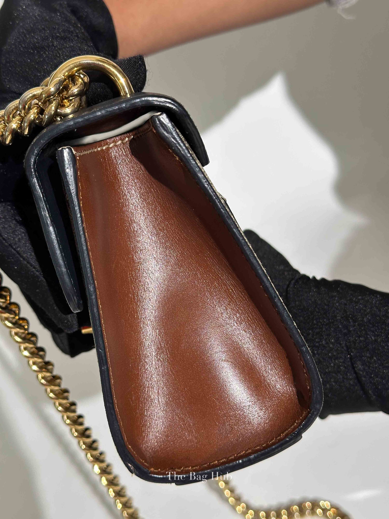Gucci Beige/Black GG Supreme Monogram Calfskin Small Padlock Shoulder Bag