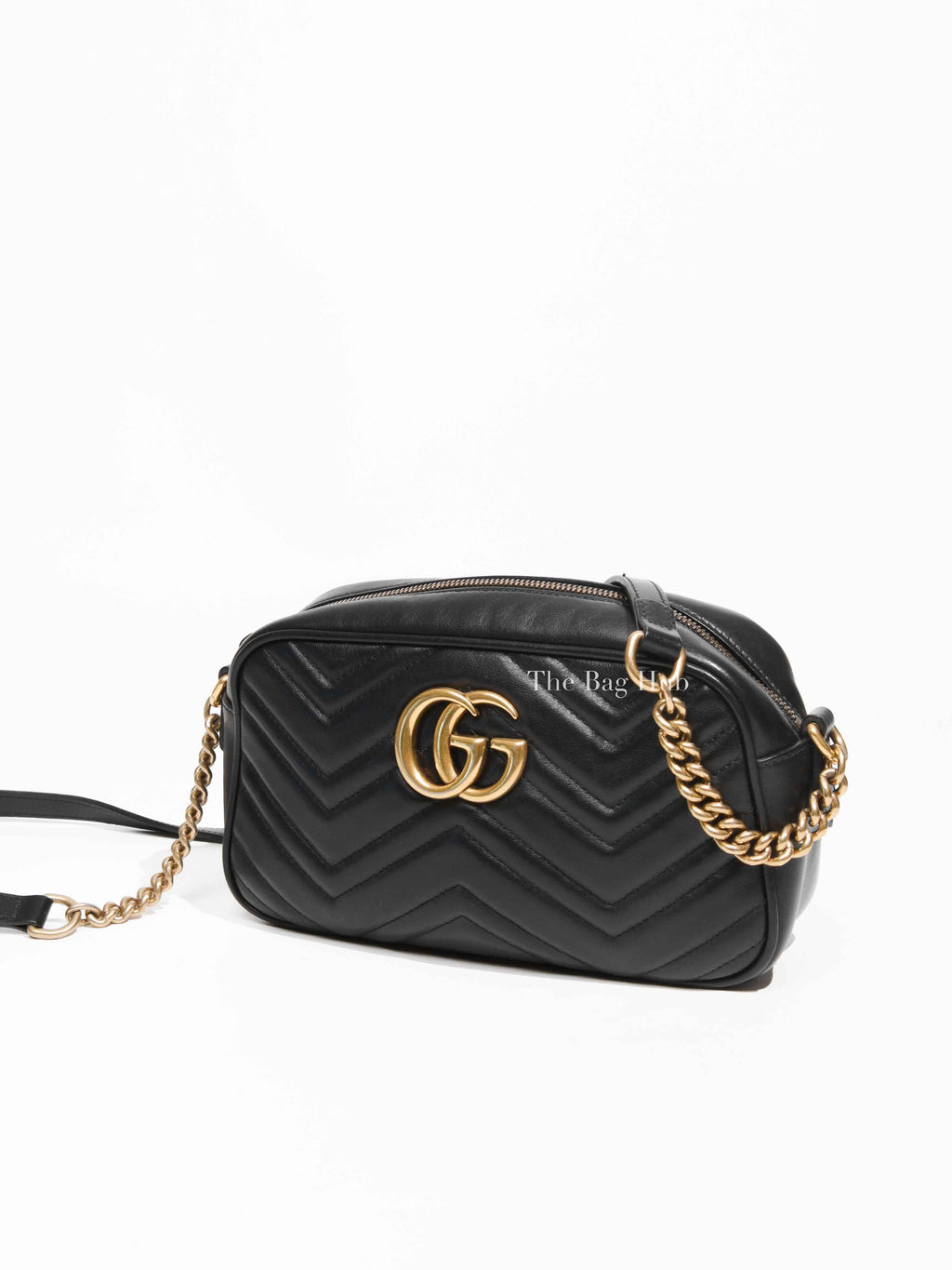 Gucci Black Leather GG Marmont Small Camera Bag