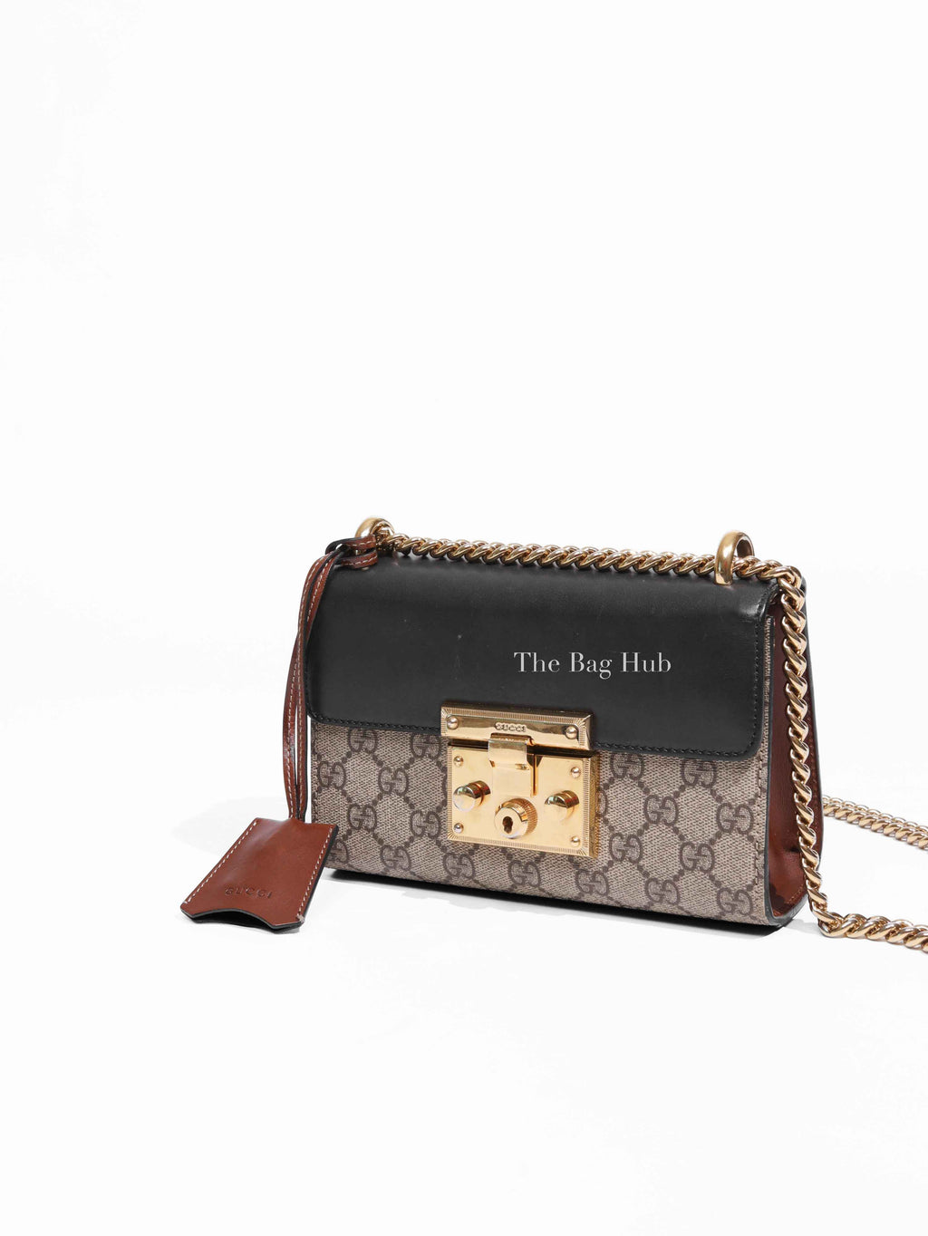 Gucci Beige/Black GG Supreme Monogram Calfskin Small Padlock Shoulder Bag