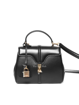 Celine Black Satinated Calfskin Mini 16 Shoulder Bag