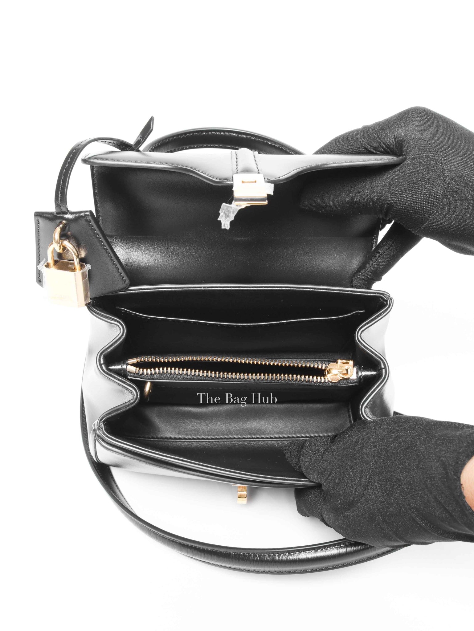 Celine Black Satinated Calfskin Mini 16 Shoulder Bag