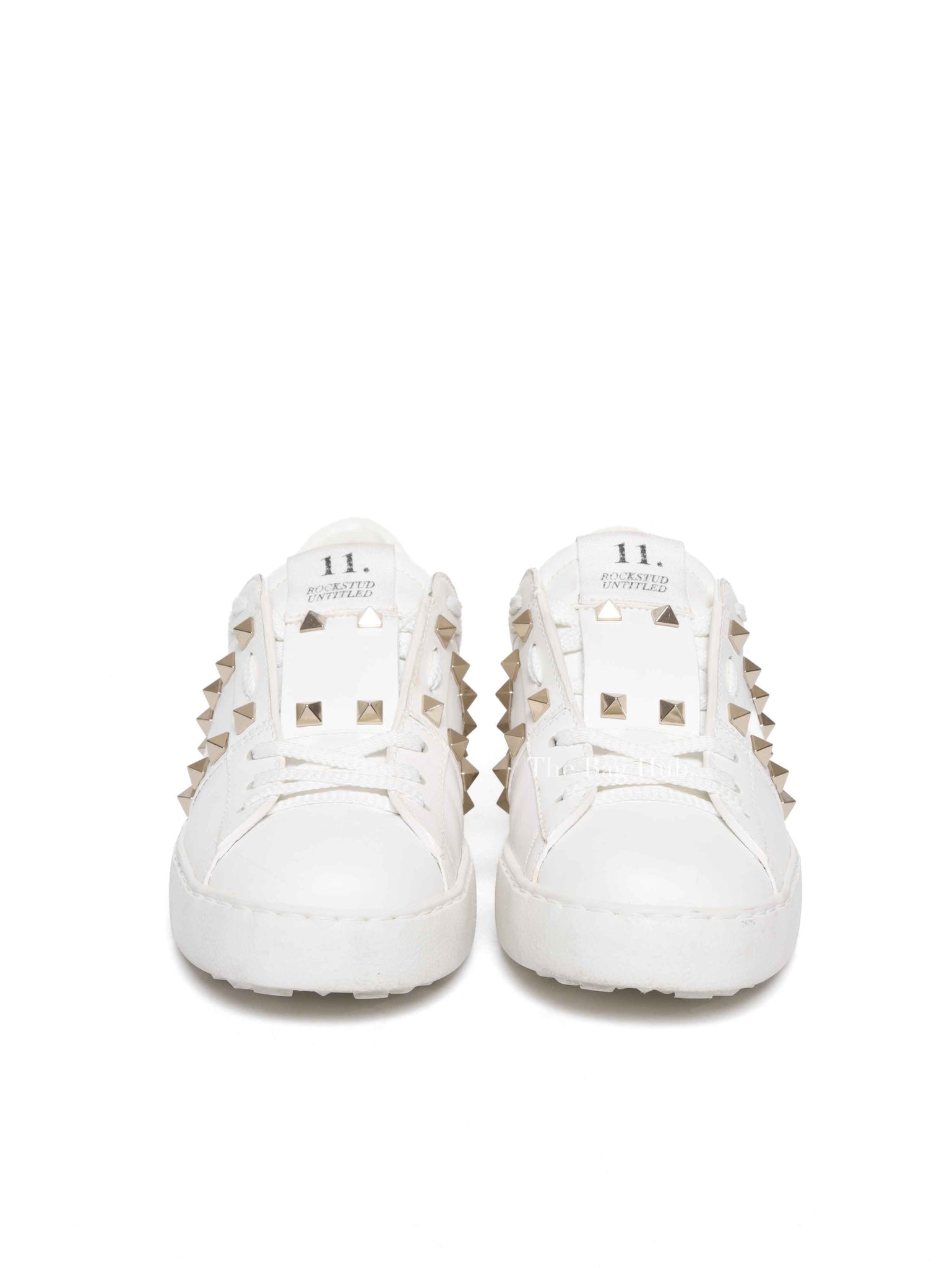 Valentino White Calfskin Rockstud Untitled Open Sneakers Size 35.5