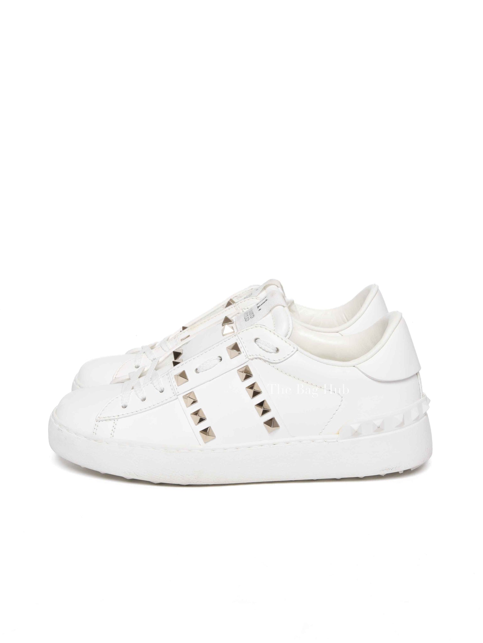 Valentino White Calfskin Rockstud Untitled Open Sneakers Size 35.5