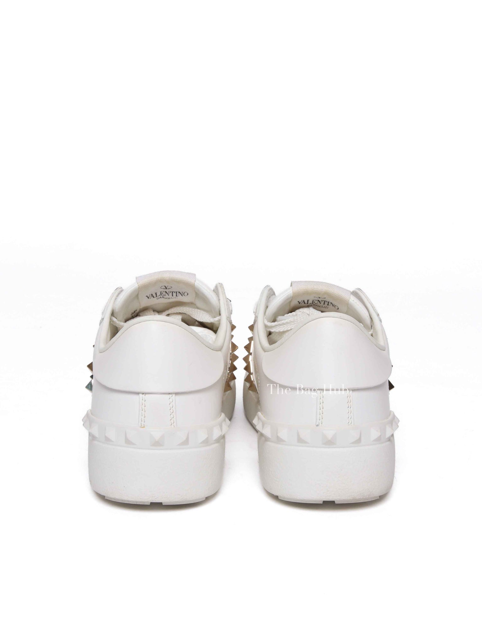 Valentino White Calfskin Rockstud Untitled Open Sneakers Size 35.5