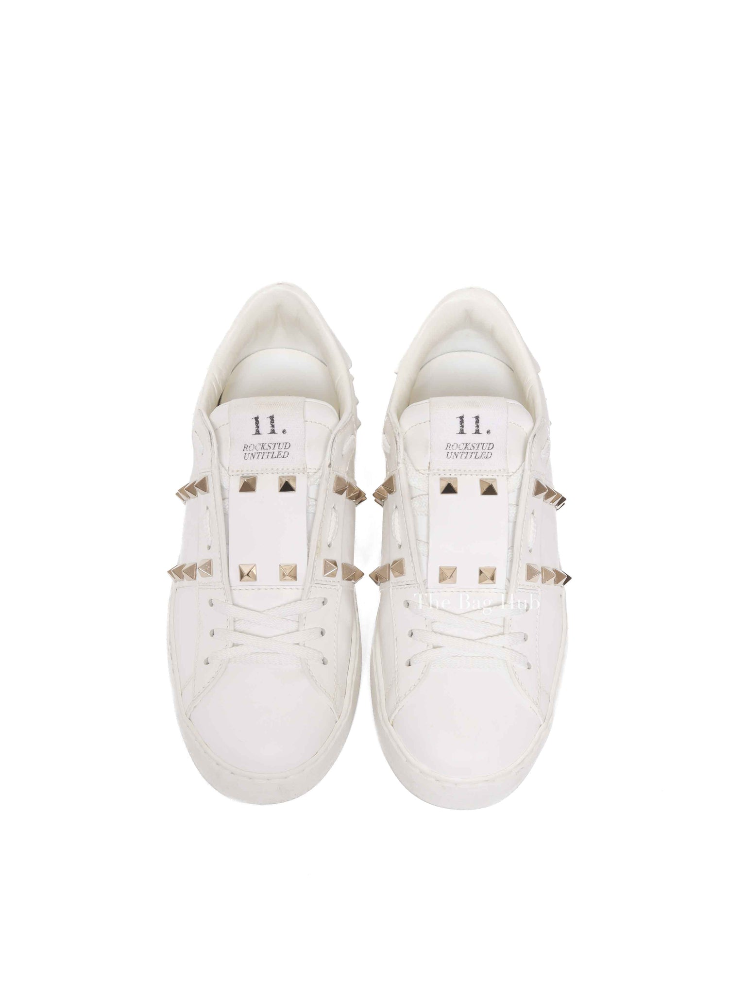 Valentino White Calfskin Rockstud Untitled Open Sneakers Size 35.5
