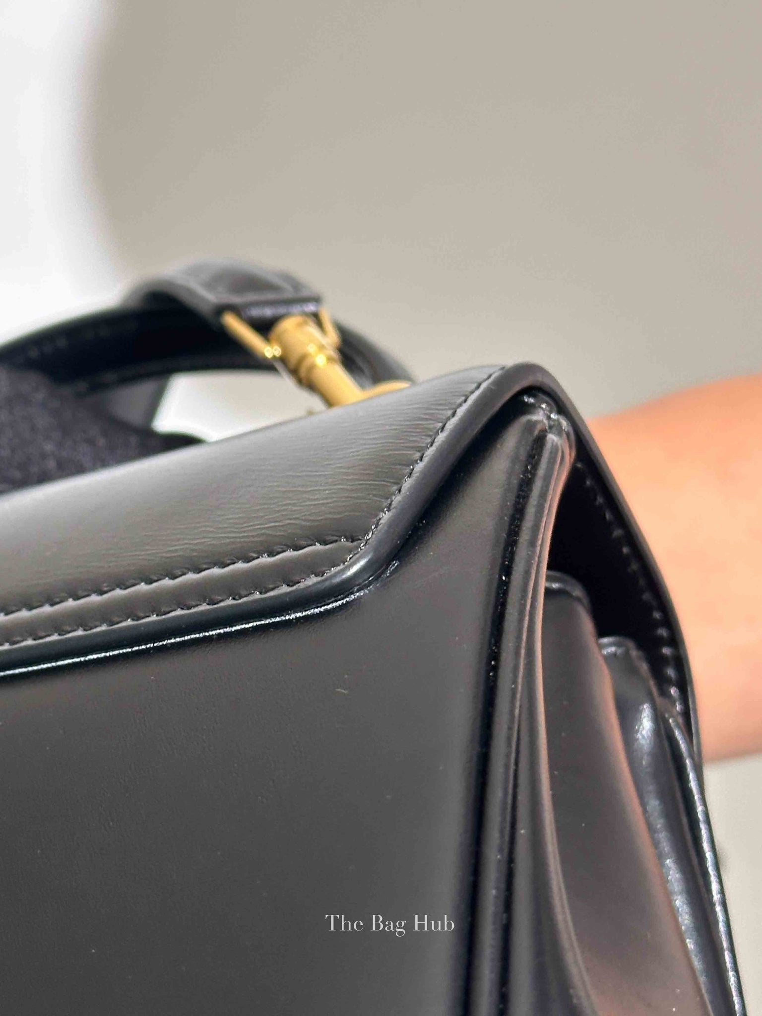 Celine Black Satinated Calfskin Mini 16 Shoulder Bag