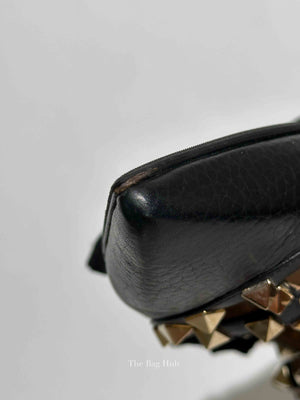 Valentino Black Leather Rockstud Ankle-Strap Ballet Flats Size 35
