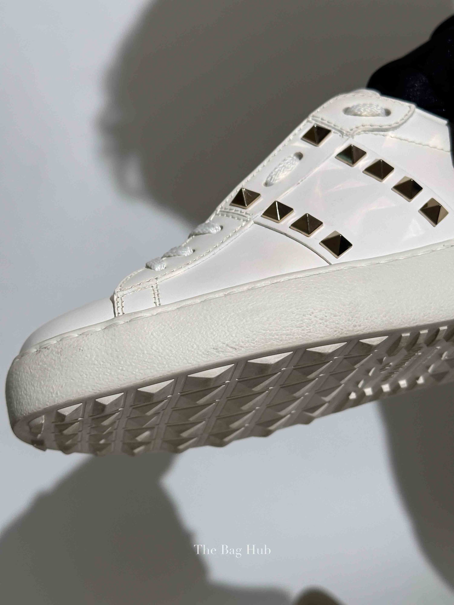 Valentino White Calfskin Rockstud Untitled Open Sneakers Size 35.5