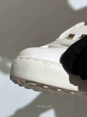 Valentino White Calfskin Rockstud Untitled Open Sneakers Size 35.5