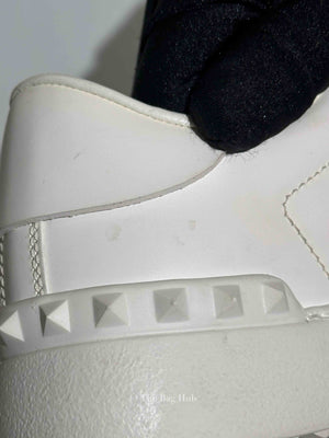 Valentino White Calfskin Rockstud Untitled Open Sneakers Size 35.5