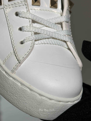 Valentino White Calfskin Rockstud Untitled Open Sneakers Size 35.5